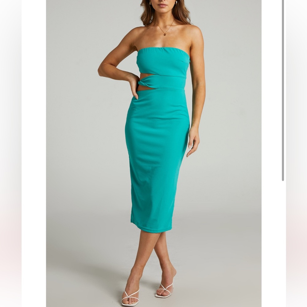 Strapless Cutout Midi Dress